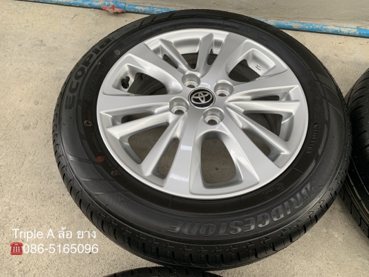ล้อแม็กป้ายแดง Toyota Yaris Ativ ขอบ 15 พร้อมยางใหม่ป้ายแดง Bridgestone 185-60-15 ปลายปี 18 ใหม่ๆ สวยกริ๊บๆ