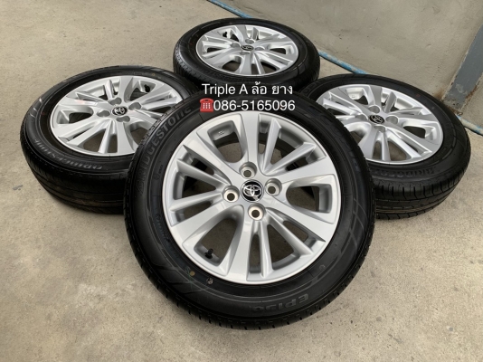 ล้อแม็กป้ายแดง Toyota Yaris Ativ ขอบ 15 พร้อมยางใหม่ป้ายแดง Bridgestone 185-60-15 ปลายปี 18 ใหม่ๆ สวยกริ๊บๆ