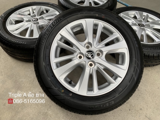 ล้อแม็กป้ายแดง Toyota Yaris Ativ ขอบ 15 พร้อมยางใหม่ป้ายแดง Bridgestone 185-60-15 ปลายปี 18 ใหม่ๆ สวยกริ๊บๆ