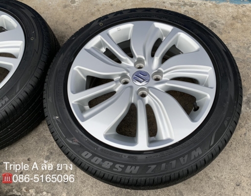 ล้อแม็กป้ายแดง Suzuki Swift ขอบ16 รุ่นใหม่ล่าสุด พร้อมยางใหม่ 185-55-16 Maxxis ปลายปี 18 สวยกริ๊บ ตุ่มเด้ง เส้นสีชัด