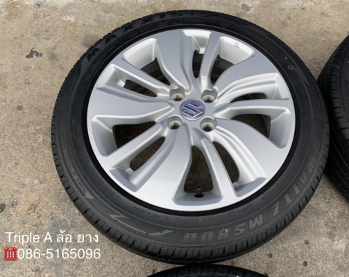 ล้อแม็กป้ายแดง Suzuki Swift ขอบ16 รุ่นใหม่ล่าสุด พร้อมยางใหม่ 185-55-16 Maxxis ปลายปี 18 สวยกริ๊บ ตุ่มเด้ง เส้นสีชัด