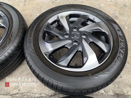 ล้อแม็กป้ายแดง 4รู100 Honda Mobilio ขอบ 15 พร้อมยางป้ายแดง Dunlop ปี 18 ดอกเต็ม