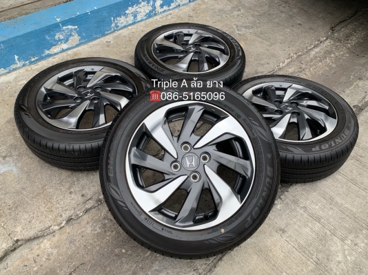ล้อแม็กป้ายแดง 4รู100 Honda Mobilio ขอบ 15 พร้อมยางป้ายแดง Dunlop ปี 18 ดอกเต็ม