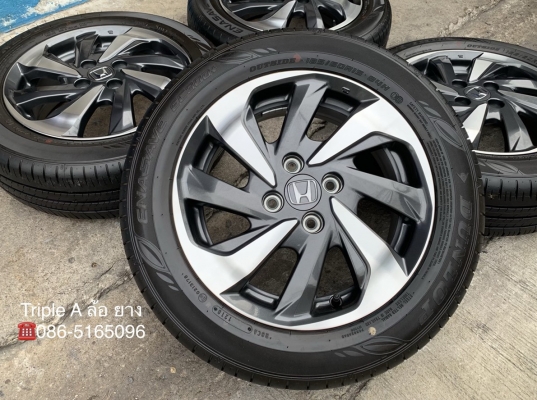 ล้อแม็กป้ายแดง 4รู100 Honda Mobilio ขอบ 15 พร้อมยางป้ายแดง Dunlop ปี 18 ดอกเต็ม