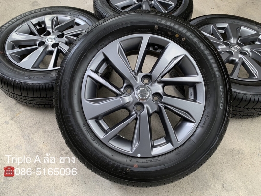 ล้อแม็กป้ายแดง Nissan Almera Sportech ขอบ 15 พร้อมยางป้ายแดง Bridgestone 185-65-15 ปี 18 สวยกริ๊บ