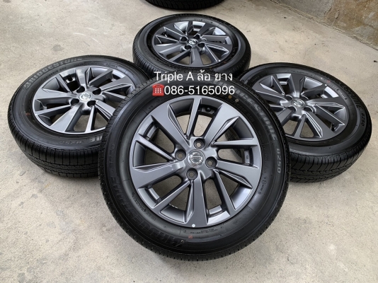 ล้อแม็กป้ายแดง Nissan Almera Sportech ขอบ 15 พร้อมยางป้ายแดง Bridgestone 185-65-15 ปี 18 สวยกริ๊บ