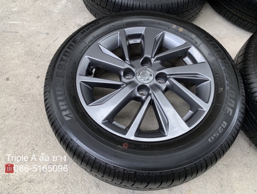 ล้อแม็กป้ายแดง Nissan Almera Sportech ขอบ 15 พร้อมยางป้ายแดง Bridgestone 185-65-15 ปี 18 สวยกริ๊บ