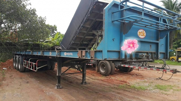 ขายดาวน์รถบรรทุก 10 ล้อหัวลาก HINO VICTOR 344 แรงม้าปี 2560 พร้อมหางเทรลเลอร์พื้นเรียบ RCK 3 เพลา ขายดาวน์ 150000