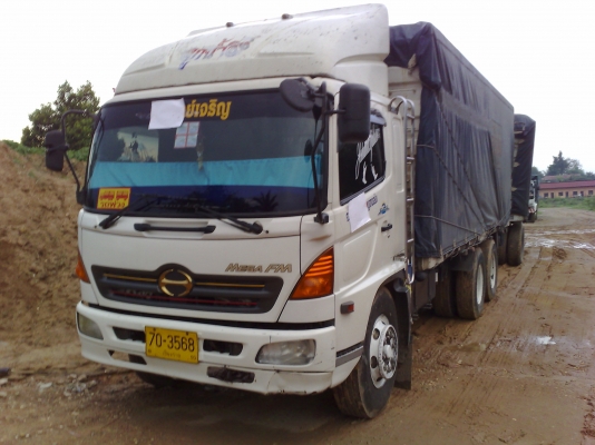 ขายรถพ่วงไม่ดั้ม HINO MEGA 260 ปี 49-2 เพลากะบะสามมิตรลอนเฉียงแม่ลูกยางดี 18 เส้นเครื่องเดิมเกียร์เดิมทะเบียนเต็ม