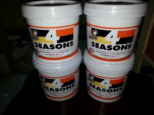 ขายสีน้ำอะครีลิคแท้100\%สำหรับทาภายนอกและภายในชนิดกึ่งเงาเช็ดได้ราคาถูกๆ