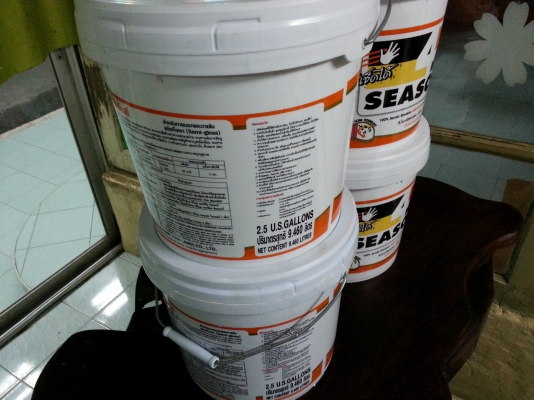 ขายสีน้ำอะครีลิคแท้100\%สำหรับทาภายนอกและภายในชนิดกึ่งเงาเช็ดได้ราคาถูกๆ