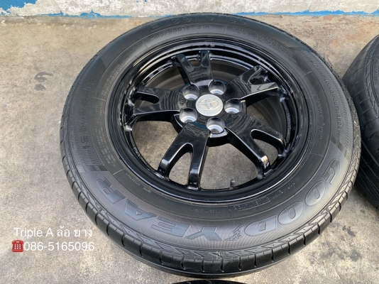 ล้อแม็ก 5รู100 Toyota Prius ขอบ 15 สีดำ พร้อมยาง 195-65-15 GoodYear ปี 12