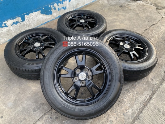 ล้อแม็ก 5รู100 Toyota Prius ขอบ 15 สีดำ พร้อมยาง 195-65-15 GoodYear ปี 12