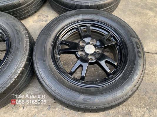 ล้อแม็ก 5รู100 Toyota Prius ขอบ 15 สีดำ พร้อมยาง 195-65-15 GoodYear ปี 12