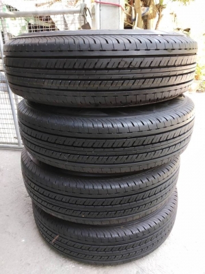 ล้อกะทะ6รุขอบ15พร้อมยางบริสโตน195R15ปี18