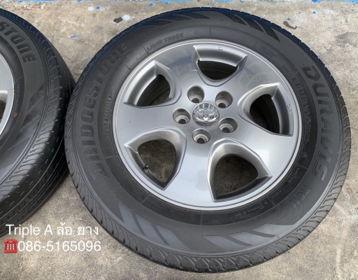ล้อแม็ก Toyota Vigo Champ สีเทาดำ ขอบ 16 พร้อมยาง 215-65-16 Bridgestone ปี 14