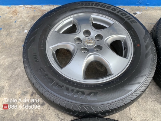 ล้อแม็ก Toyota Vigo Champ สีเทาดำ ขอบ 16 พร้อมยาง 215-65-16 Bridgestone ปี 14