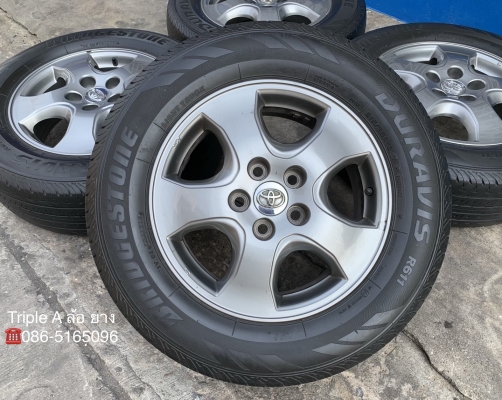 ล้อแม็ก Toyota Vigo Champ สีเทาดำ ขอบ 16 พร้อมยาง 215-65-16 Bridgestone ปี 14
