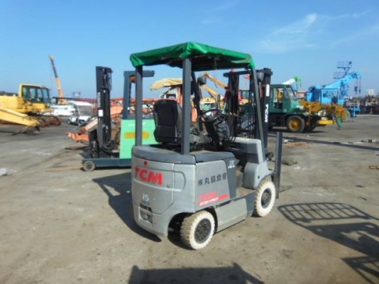 รถยกไฟฟ้า TCM น้ำหนักยก 1.5 ตัน เสาสูง 3 เมตร งาสไลด์สองข้าง รถนอกนำเข้า