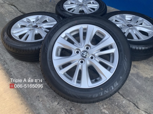 ล้อแม็กป้ายแดง Toyota Yaris Ativ ขอบ 15 พร้อมยางป้ายแดง Dunlop 185-60-15 ปลายปี 18 แม็กสวย ดอกยางมีตุ่ม