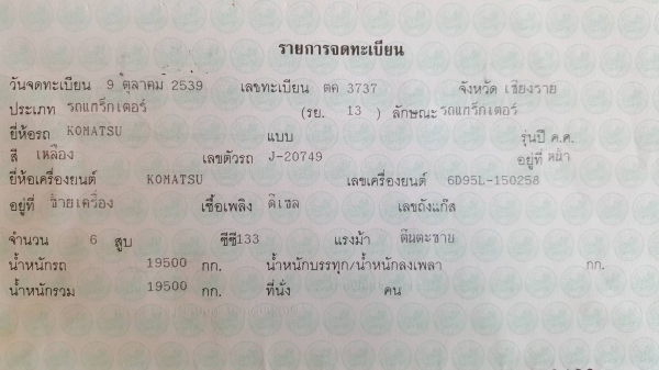 ขาย แบคโฮ KOMATSU PC200-6 มีเล่มทะเบียนแต่ไม่มีชุดโอน เครื่องดี ปั้มดี ช่วงล่างโซ่ไม่สวย ราคาต่อรองได้ครับ ขาย แบคโฮ KOMATSU PC200-6 มีเล่มทะเบียนแต่ไม่มีชุดโอน เครื่องดี ปั้มดี ช่วงล่างโซ่ไม่สวย ราคาต่อรองได้ครับ