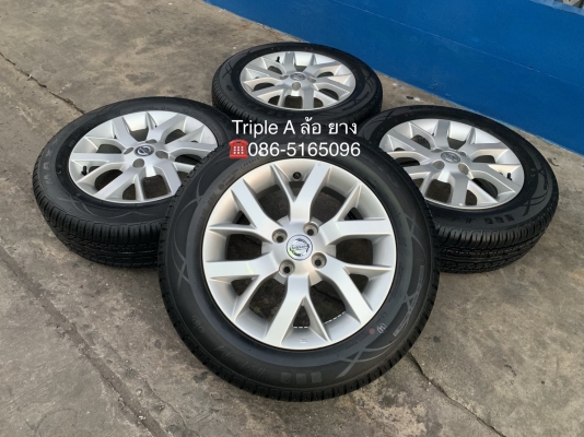 ล้อแม็ก 4รู100 Nissan Note,Almera ,March ขอบ 15 พร้อมยางป้ายแดง 185-65-15 Maxxis ปี 18 ดอกยางตุ่มเด้งๆ เส้นสีจัด