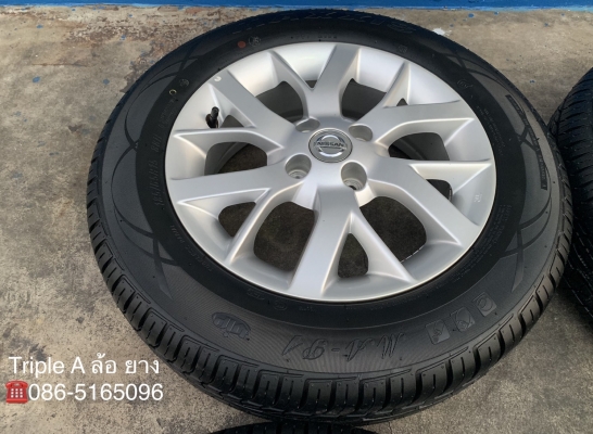 ล้อแม็ก 4รู100 Nissan Note,Almera ,March ขอบ 15 พร้อมยางป้ายแดง 185-65-15 Maxxis ปี 18 ดอกยางตุ่มเด้งๆ เส้นสีจัด