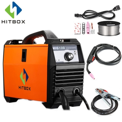 HITBOX เครื่องเชื่อมไม่ใช้แกส  MIG120 MMA ฟังก์ชั่นเครื่องเชื่อม 220 โวลต์พร้อมอุปกรณ์เสริม