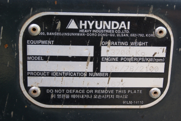 ขายแบคโฮล้อยาง ยี่ห้อ HYUNDAI