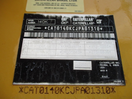 รถเกรด  CAT Model. 140K SN. JPA01310 ปี 2012 ชั่วโมง ทำการ 5324 ชั่วโมง