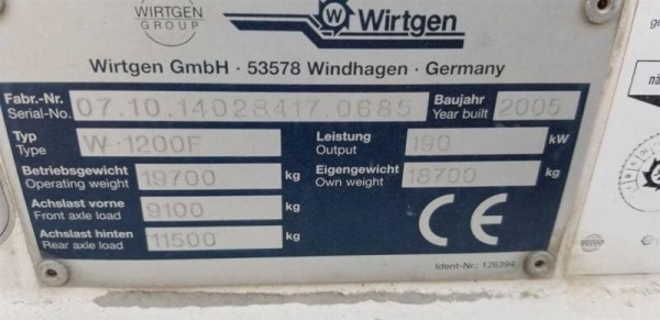 รถกัด Wirtgen W1200F รถกัด Wirtgen W1200F