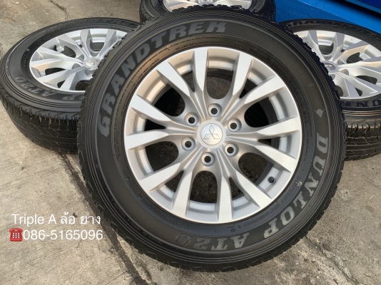 ล้อแม็ก Mitsu Pajero 6รู139 ขอบ 17(ก้านวาย) พร้อมยาง 245-65-17 Dunlop ปลายปี14 แม็กสวย ดอกยางเต็ม