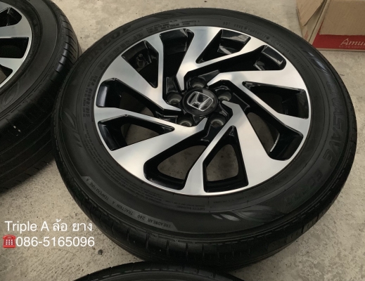 ล้อแม็ก Honda Civic FC ขอบ16 สีดำหน้าเงา พร้อมยาง 215-55-16 Dunlop ปี 17 สภาพดี