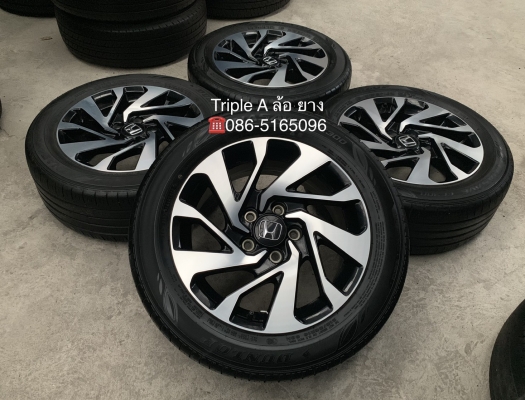 ล้อแม็ก Honda Civic FC ขอบ16 สีดำหน้าเงา พร้อมยาง 215-55-16 Dunlop ปี 17 สภาพดี
