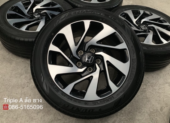 ล้อแม็ก Honda Civic FC ขอบ16 สีดำหน้าเงา พร้อมยาง 215-55-16 Dunlop ปี 17 สภาพดี