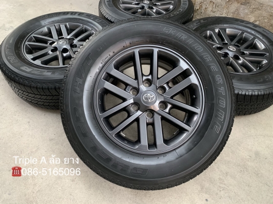 ล้อแม็ก Toyota Fortuner BMC (สีดำ) MidnightShine ขอบ17 พร้อมยางป้ายแดง 265-65-17 Bridgestone สีแท้จากศูนย์ ยางตุ่มอลัง มีเส้นสี