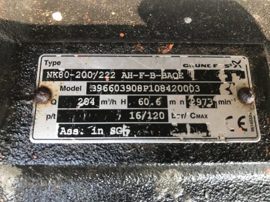 ขายปั๊มน้ำหอยโข่ง Groundfos ใบพัดทองเหลือง ขนาดเข้า 4นิ้ว ออก 3นิ้ว รุ่นแรงดันสูง ชนมอเตอร์ 10HP. 380V สภาพสวยมาก หมุนนิ่ม พร้อมใช้งาน