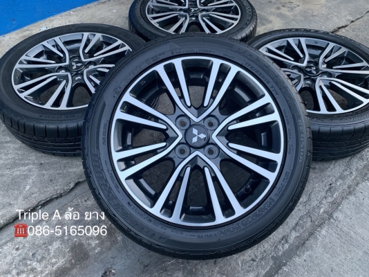 ล้อแม็กป้ายแดง Mitsu Mirage GLS ขอบ 15 สีดำหน้าเงา พร้อมยางป้ายแดง Bridgestone 175-55-15 ปลายปี 17 แม็กสวย ดอกเต็ม มีตุ่ม