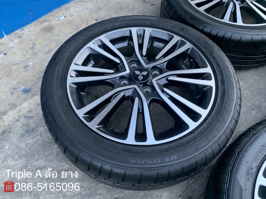 ล้อแม็กป้ายแดง Mitsu Mirage GLS ขอบ 15 สีดำหน้าเงา พร้อมยางป้ายแดง Bridgestone 175-55-15 ปลายปี 17 แม็กสวย ดอกเต็ม มีตุ่ม