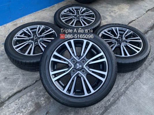 ล้อแม็กป้ายแดง Mitsu Mirage GLS ขอบ 15 สีดำหน้าเงา พร้อมยางป้ายแดง Bridgestone 175-55-15 ปลายปี 17 แม็กสวย ดอกเต็ม มีตุ่ม