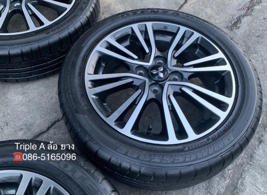 ล้อแม็กป้ายแดง Mitsu Mirage GLS ขอบ 15 สีดำหน้าเงา พร้อมยางป้ายแดง Bridgestone 175-55-15 ปลายปี 17 แม็กสวย ดอกเต็ม มีตุ่ม