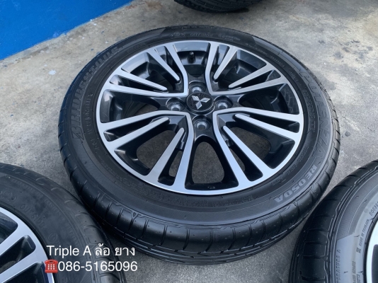 ล้อแม็กป้ายแดง Mitsu Mirage GLS ขอบ 15 สีดำหน้าเงา พร้อมยางป้ายแดง Bridgestone 175-55-15 ปลายปี 17 แม็กสวย ดอกเต็ม มีตุ่ม