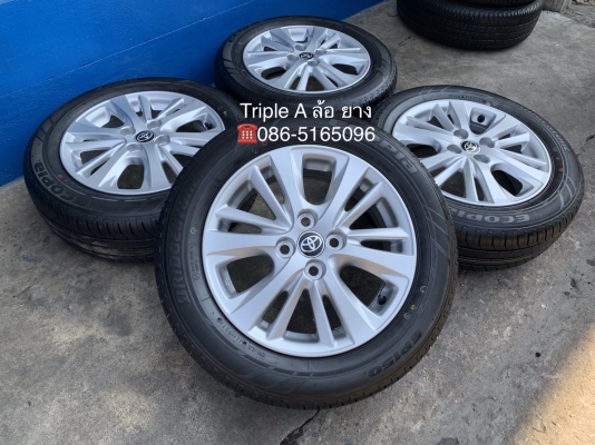ล้อแม็กป้ายแดง Toyota Yaris Ativ ขอบ 15 พร้อมยางใหม่ป้ายแดง Bridgestone 185-60-15 ลงพื้นปี 19 สวยกริ๊บ ไม่เคยสัมผัสถนน