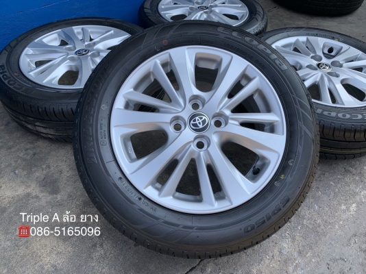 ล้อแม็กป้ายแดง Toyota Yaris Ativ ขอบ 15 พร้อมยางใหม่ป้ายแดง Bridgestone 185-60-15 ลงพื้นปี 19 สวยกริ๊บ ไม่เคยสัมผัสถนน