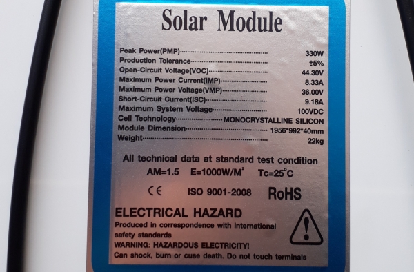 แผงโซล่าเซลล์Mono 330 w