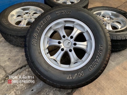 ล้อแม็ก 6รู139 TAM ขอบ 17 สีบอร์นเงิน พร้อมยาง 265-65-17 Maxxis ปลายปี 15