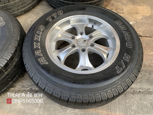 ล้อแม็ก 6รู139 TAM ขอบ 17 สีบอร์นเงิน พร้อมยาง 265-65-17 Maxxis ปลายปี 15