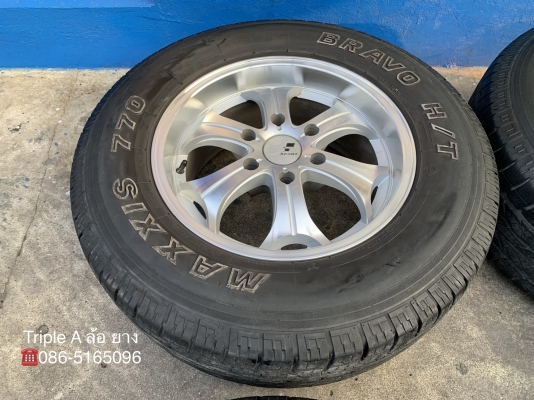 ล้อแม็ก 6รู139 TAM ขอบ 17 สีบอร์นเงิน พร้อมยาง 265-65-17 Maxxis ปลายปี 15