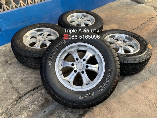 ล้อแม็ก 6รู139 TAM ขอบ 17 สีบอร์นเงิน พร้อมยาง 265-65-17 Maxxis ปลายปี 15