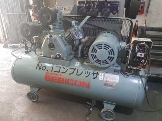 **ขายถูกๆ ปั้มลมมือสอง(เก่านอก-แห้งๆญี่ปุ่น)** HITACHI-BEBICON 10 แรง  2Stage  ทดสอบเรียบร้อย ทำงานได้ดีมากๆ นิ่งๆเงียบๆพร้อมใช้งานครับ
